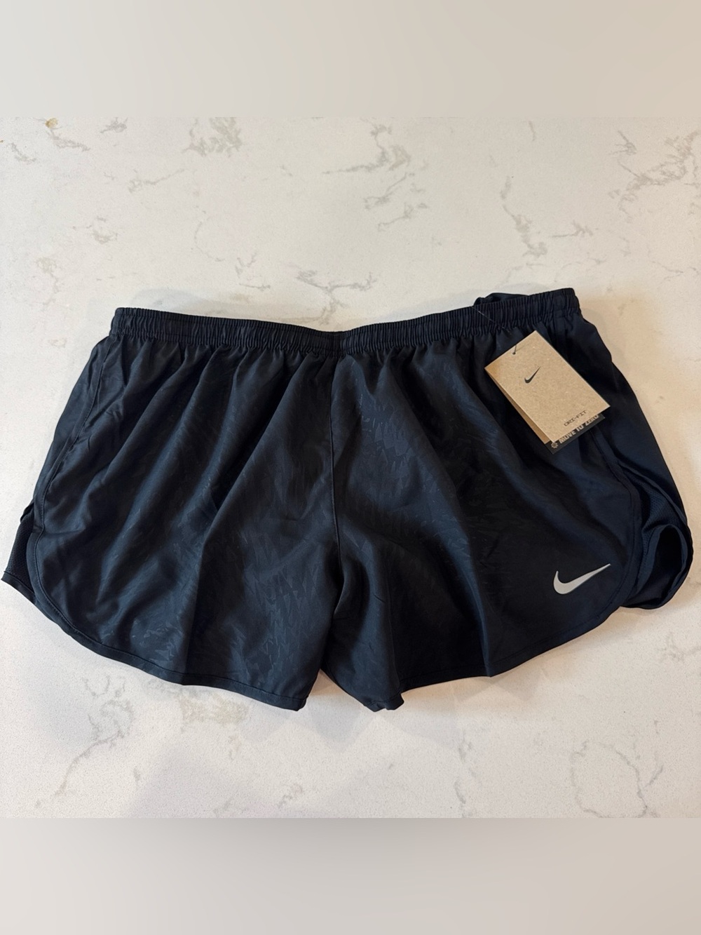 Nike womens Black Athletic Running Shorts with Silver Swoosh XL
